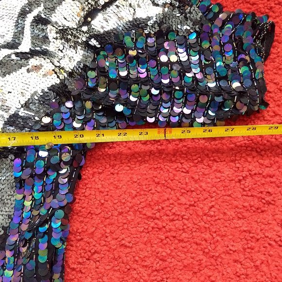 vintage 80s iridescent black silver sequin top NWOT - Picture 5 of 12